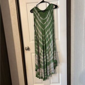 Green Tie-Dye Sleeveless Dress